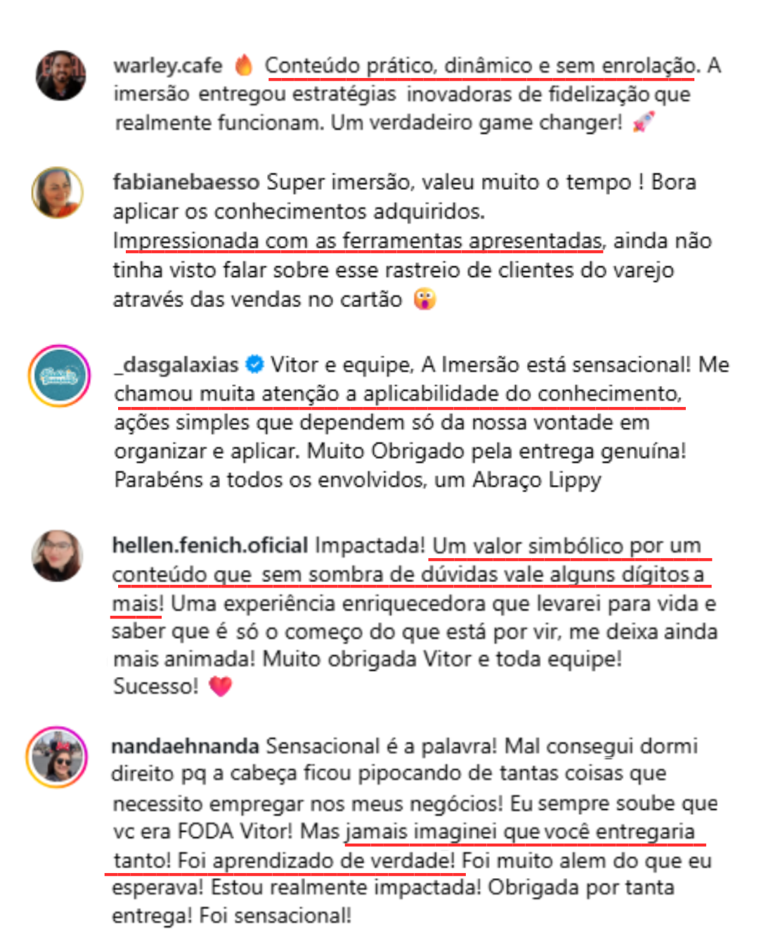 Print de depoimento de participante da Imersão (3 de 6)
